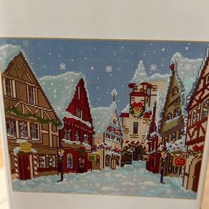 Diamond Art Snowy Village Square